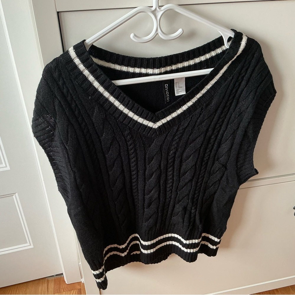 Black Cable Knit Sweater Vest